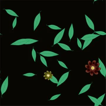 Floral ornamental vector pattern. Seamless design leafs texture. Stock Illustration