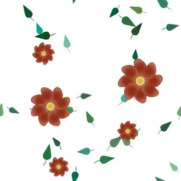 Floral ornamental vector pattern. Seamless design leafs texture. Stock Illustration