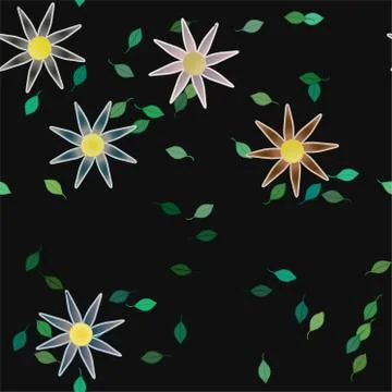 Floral ornamental vector pattern. Seamless design leafs texture. 스톡 일러스트