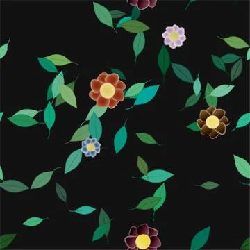 Floral ornamental vector pattern. Seamless design leafs texture. Stock Illustration