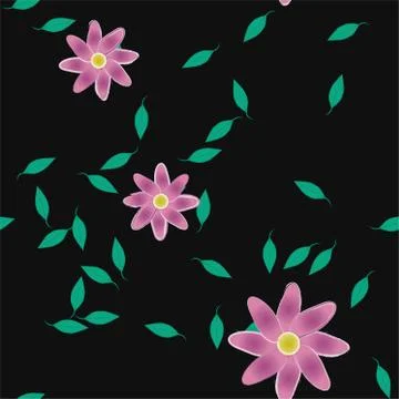 Floral ornamental vector pattern. Seamless design leafs texture. Stock Illustration