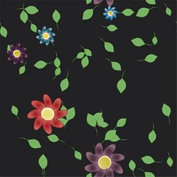 Floral ornamental vector pattern. Seamless design leafs texture. Stock Illustration