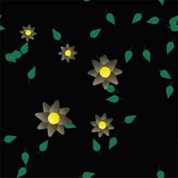 Floral ornamental vector pattern. Seamless design leafs texture. Stock Illustration