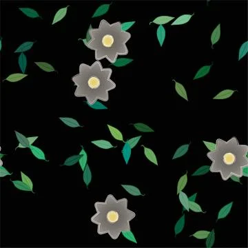 Floral ornamental vector pattern. Seamless design leafs texture. Stock Illustration