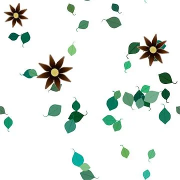 Floral ornamental vector pattern. Seamless design leafs texture. Stock Illustration