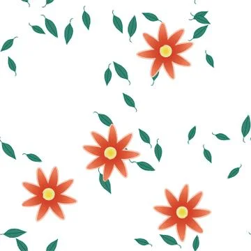 Floral ornamental vector pattern. Seamless design leafs texture. Stock Illustration