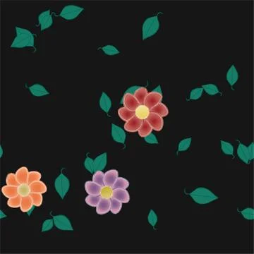 Floral ornamental vector pattern. Seamless design leafs texture. Stock Illustration