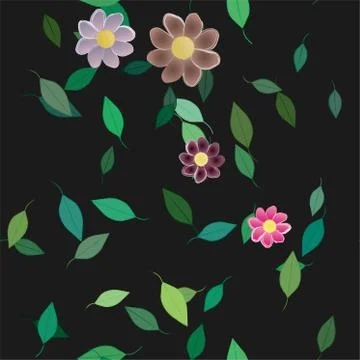 Floral ornamental vector pattern. Seamless design leafs texture. Stock Illustration