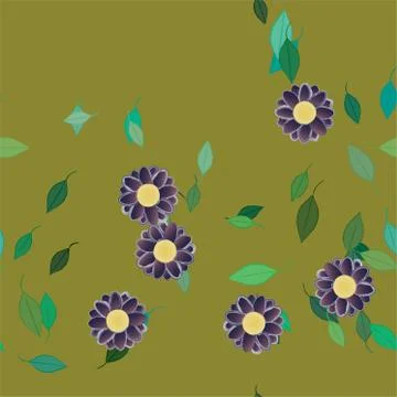 Floral ornamental vector pattern. Seamless design leafs texture. Stock Illustration