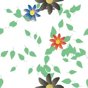 Floral ornamental vector pattern. Seamless design leafs texture. Stock Illustration
