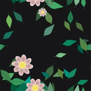 Floral ornamental vector pattern. Seamless design leafs texture. Stock Illustration