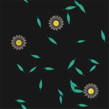 Floral ornamental vector pattern. Seamless design leafs texture. Stock Illustration