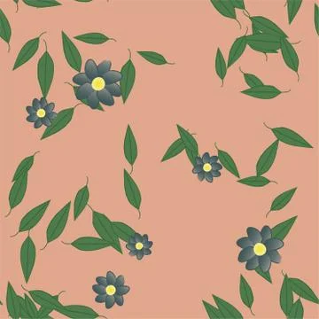 Floral ornamental vector pattern. Seamless design leafs texture. Stock Illustration