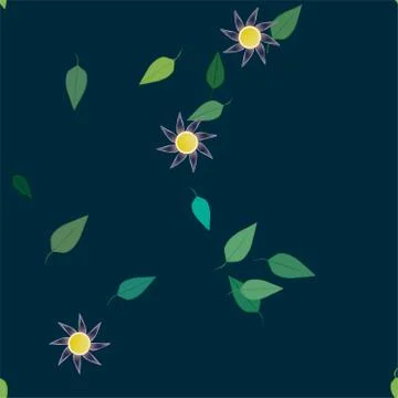 Floral ornamental vector pattern. Seamless design leafs texture. Stock Illustration