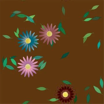 Floral ornamental vector pattern. Seamless design leafs texture. Stock Illustration