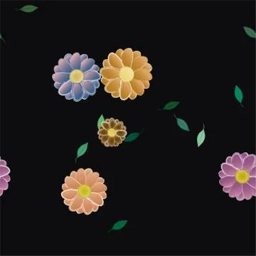 Floral ornamental vector pattern. Seamless design leafs texture. Stock Illustration