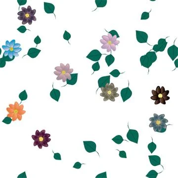 Floral ornamental vector pattern. Seamless design leafs texture. Stock Illustration