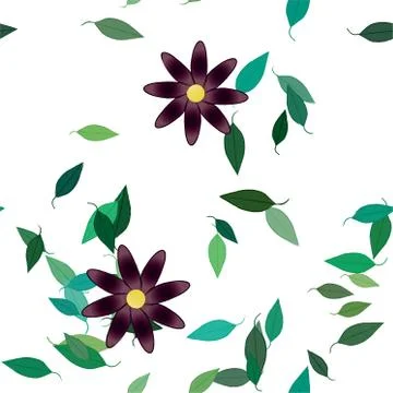 Floral ornamental vector pattern. Seamless design leafs texture. 스톡 일러스트