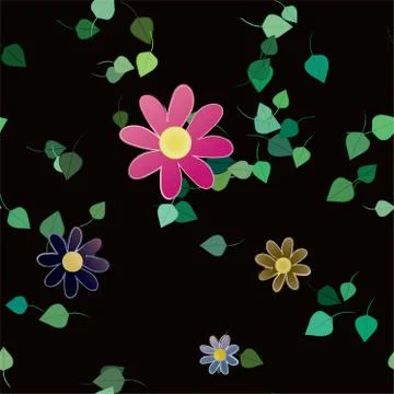 Floral ornamental vector pattern. Seamless design leafs texture. Illustrazione stock