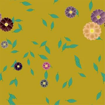 Floral ornamental vector pattern. Seamless design leafs texture. Stock Illustration