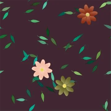 Floral ornamental vector pattern. Seamless design leafs texture. 스톡 일러스트