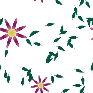 Floral ornamental vector pattern. Seamless design leafs texture. Stock Illustration