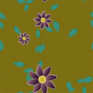 Floral ornamental vector pattern. Seamless design leafs texture. Illustrazione stock