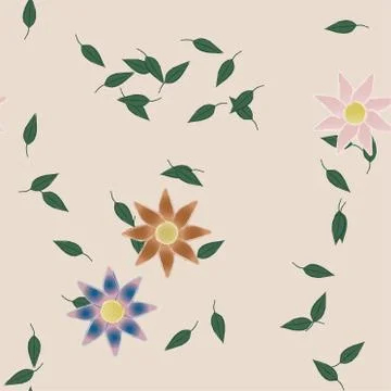 Floral ornamental vector pattern. Seamless design leafs texture. 스톡 일러스트