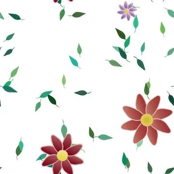 Floral ornamental vector pattern. Seamless design leafs texture. Stock Illustration