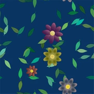 Floral ornamental vector pattern. Seamless design leafs texture. Stock Illustration