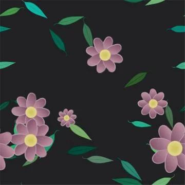 Floral ornamental vector pattern. Seamless design leafs texture. Stock Illustration