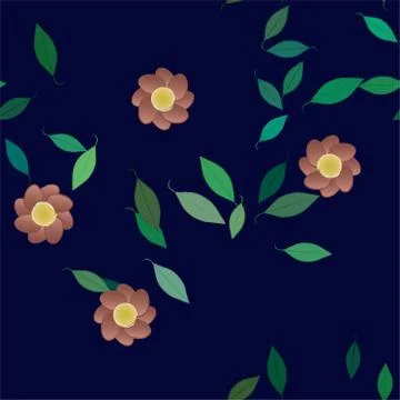 Floral ornamental vector pattern. Seamless design leafs texture. Stock Illustration