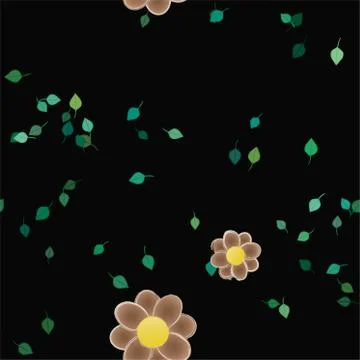 Floral ornamental vector pattern. Seamless design leafs texture. Stock Illustration