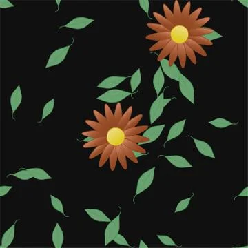 Floral ornamental vector pattern. Seamless design leafs texture. Stock Illustration