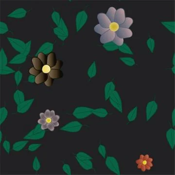 Floral ornamental vector pattern. Seamless design leafs texture. Stock Illustration