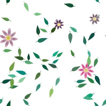 Floral ornamental vector pattern. Seamless design leafs texture. Stock Illustration
