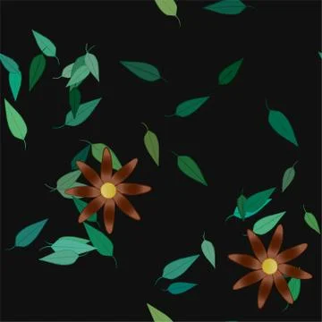 Floral ornamental vector pattern. Seamless design leafs texture. Stock Illustration