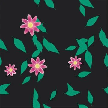 Floral ornamental vector pattern. Seamless design leafs texture. Stock Illustration