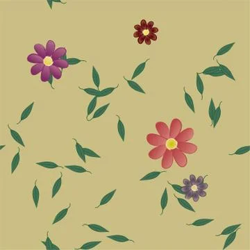 Floral ornamental vector pattern. Seamless design leafs texture. 스톡 일러스트