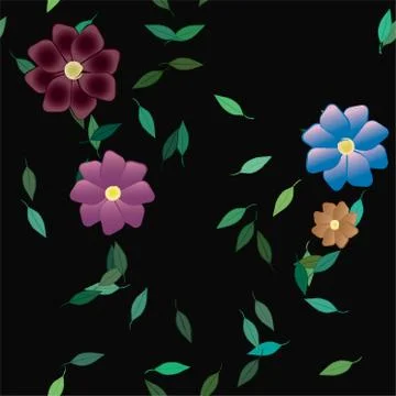 Floral ornamental vector pattern. Seamless design leafs texture. Stock Illustration