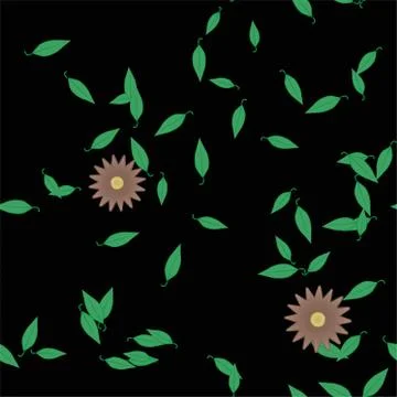 Floral ornamental vector pattern. Seamless design leafs texture. Stock Illustration