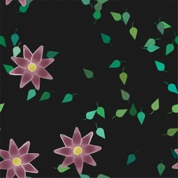 Floral ornamental vector pattern. Seamless design leafs texture. Stock Illustration