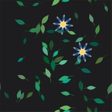 Floral ornamental vector pattern. Seamless design leafs texture. Stock Illustration