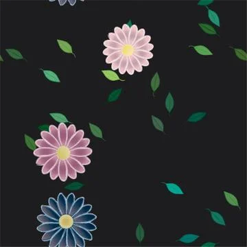 Floral ornamental vector pattern. Seamless design leafs texture. Illustrazione stock