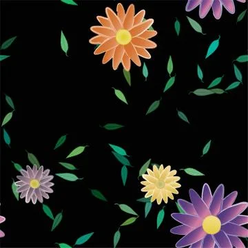 Floral ornamental vector pattern. Seamless design leafs texture. Illustrazione stock