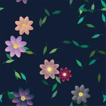 Floral ornamental vector pattern. Seamless design leafs texture. Stock Illustration