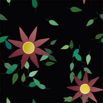 Floral ornamental vector pattern. Seamless design leafs texture. Illustrazione stock