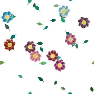 Floral ornamental vector pattern. Seamless design leafs texture. Illustrazione stock