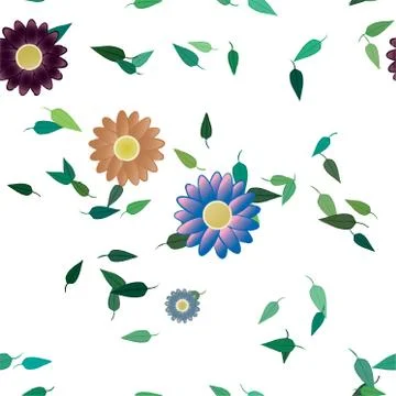 Floral ornamental vector pattern. Seamless design leafs texture. Illustrazione stock