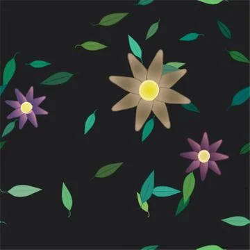 Floral ornamental vector pattern. Seamless design leafs texture. Stock Illustration